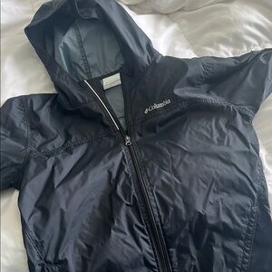YOUTH SIZE L (14/16) Columbia Black Raincoat Lightweight Hooded Jacket